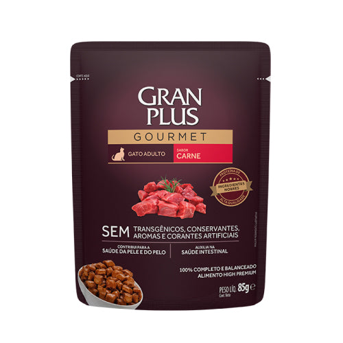 Alimento Úmido GranPlus Gourmet Sachê Gatos Adultos Carne 85g