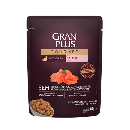 Alimento Úmido GranPlus Gourmet Sachê Gatos Adultos Salmão 85g