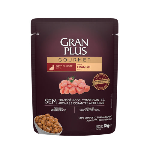 Alimento Úmido GranPlus Gourmet Sachê Gatos Filhotes Frango 85g