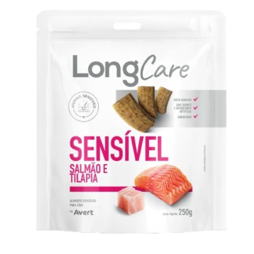 Petisco Natural para Cachorro LongCare Sensível Salmão e Tilápia Avert 250g