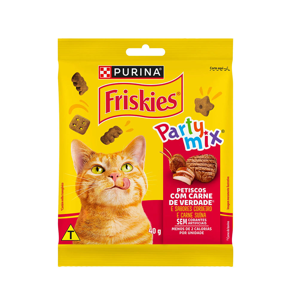 Petisco para Gato Friskies Party Mix Cordeiro, Carne Suína e Carne 40g