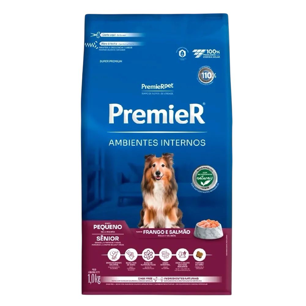Ração Premier Ambientes Internos Cão Sênior Raças Pequenas 1kg