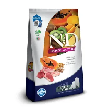 Ração N&D Tropical Selection Cordeiro, Cereais e Frutas Tropicais Cães Filhotes Medium e Maxi 10,1kg