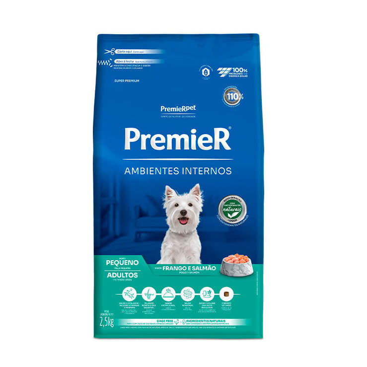 Ração Premier Ambientes Internos Cão Adulto Raças Pequenas 2,5kg
