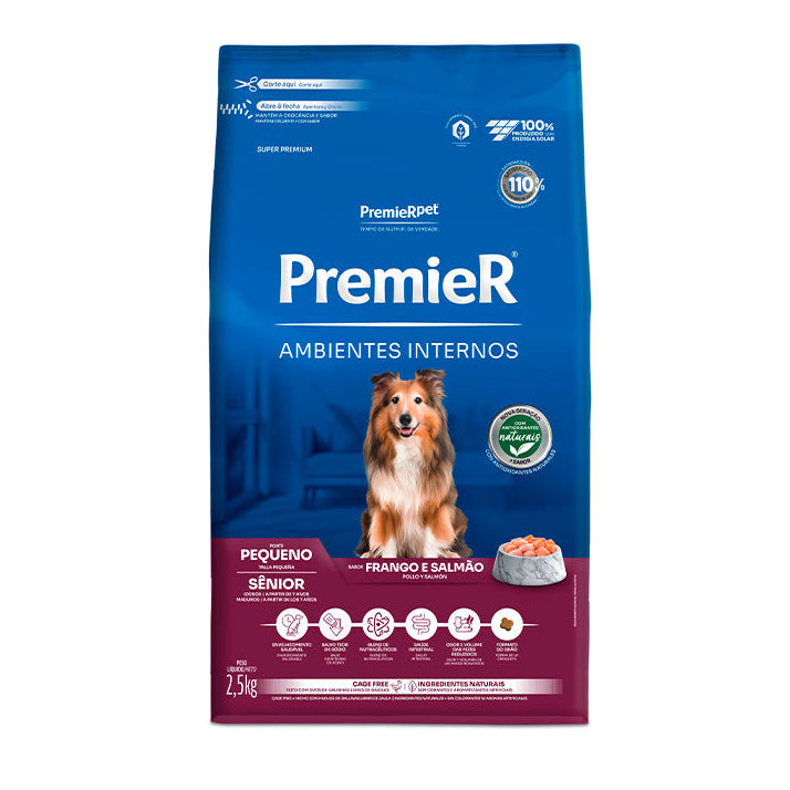 Ração Premier Ambientes Internos Cão Sênior Raças Pequenas 2,5kg