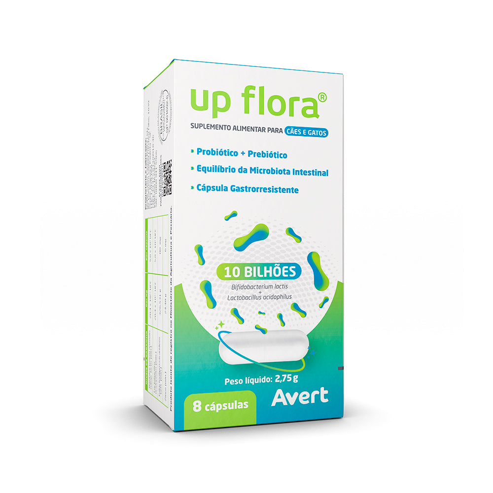 Suplemento Alimentar Up Flora Mini para Cães e Gatos 8 cápsulas