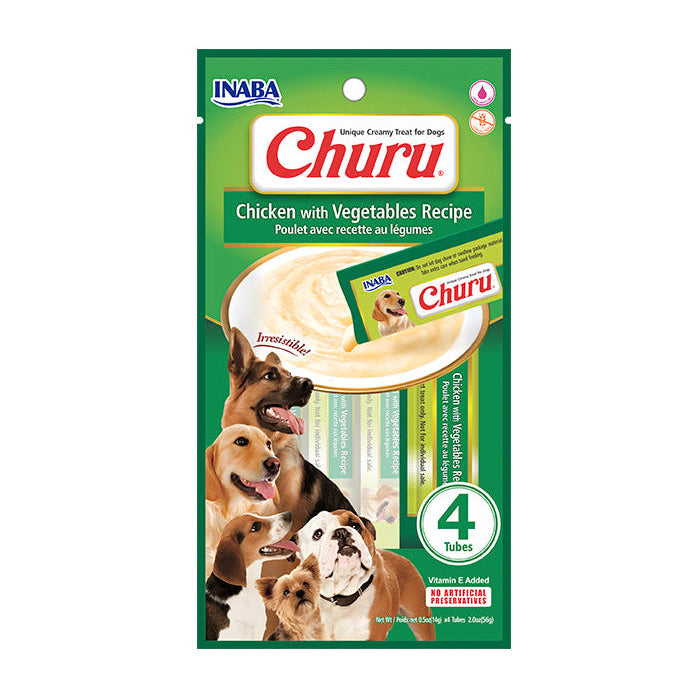 Petisco Cremoso Inaba Churu Frango com Vegetais para Cachorros 56g