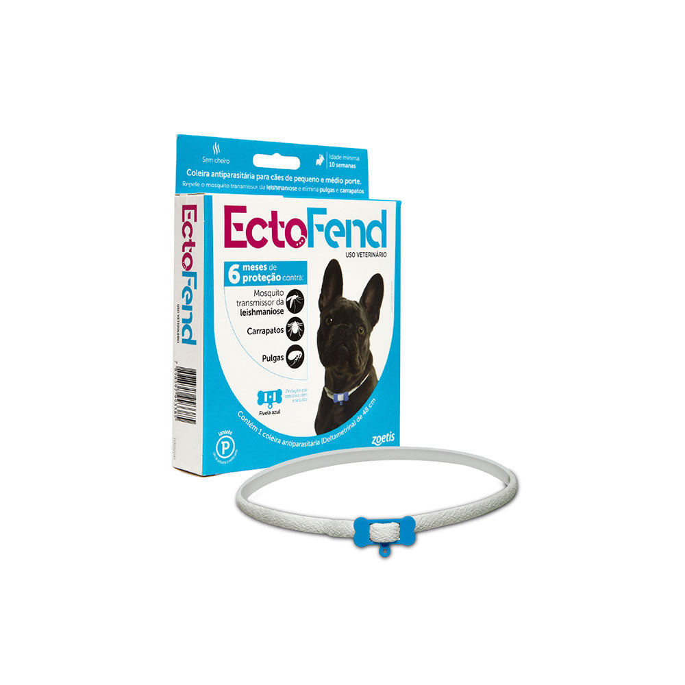 Coleira Antiparasitária EctoFend Azul para Cães P 48cm