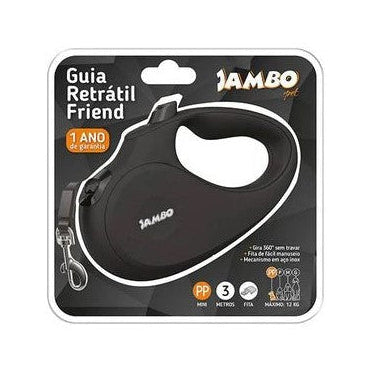 Guia Retrátil para Cachorro Friend Jambo Mini Preta