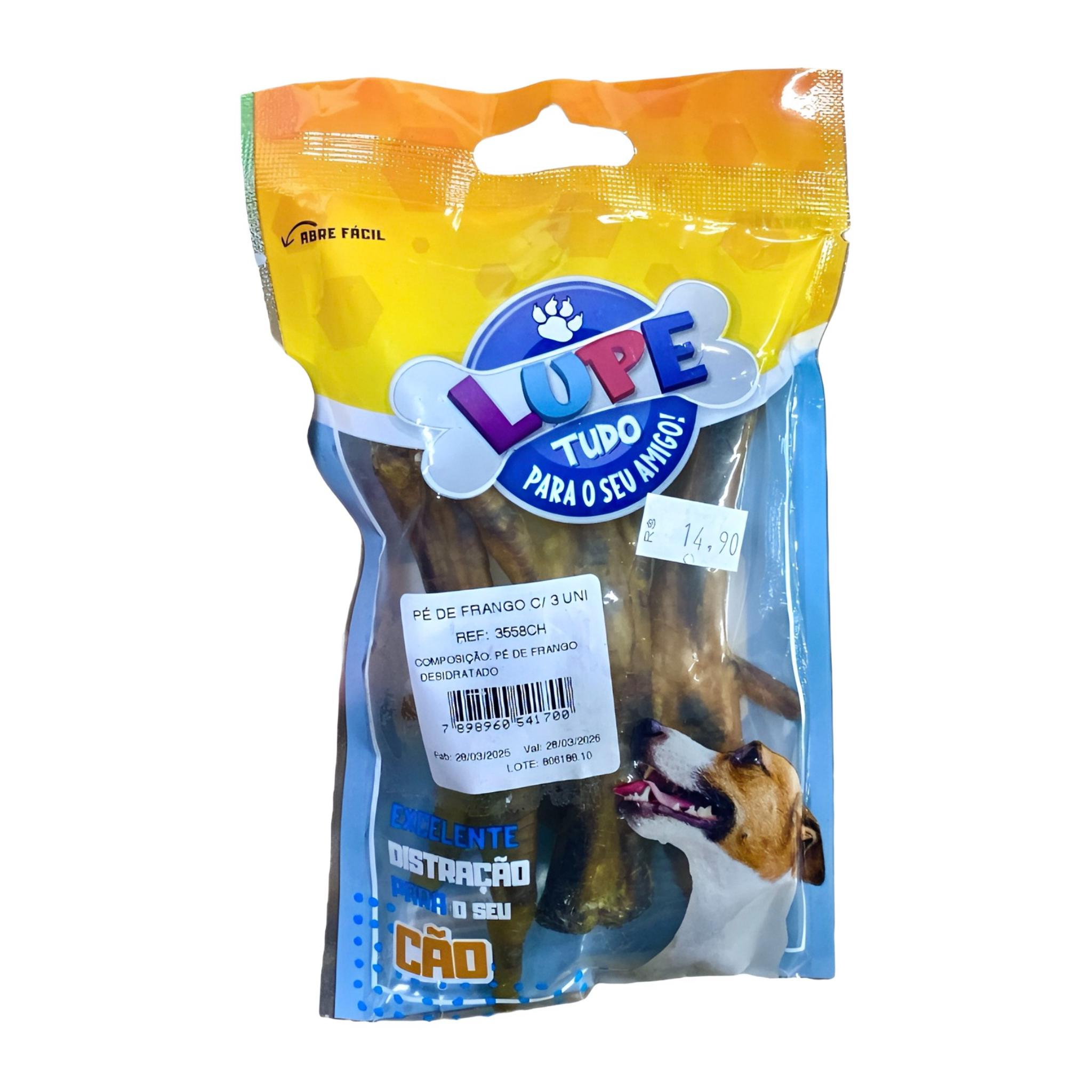 Petisco Natural para Cachorro Lupe Pé de Frango 3 unidades