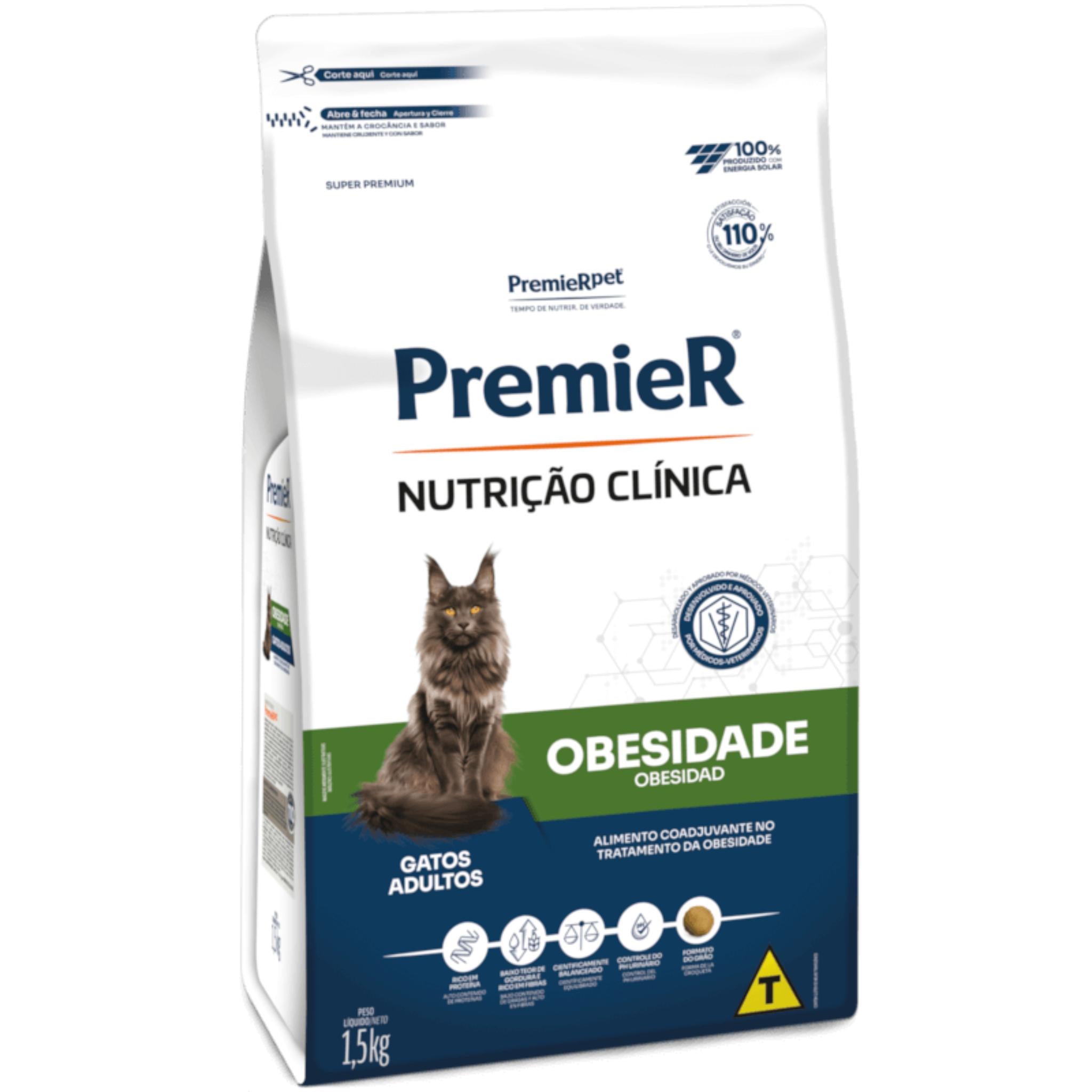 Ração Premier Nutrição Clínica Obesidade Gato Adulto 1,5kg