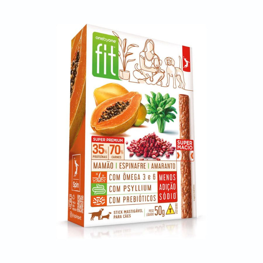 Petisco para Cães Onebyone Fit Stick Mamão, Espinafre e Amaranto 50g