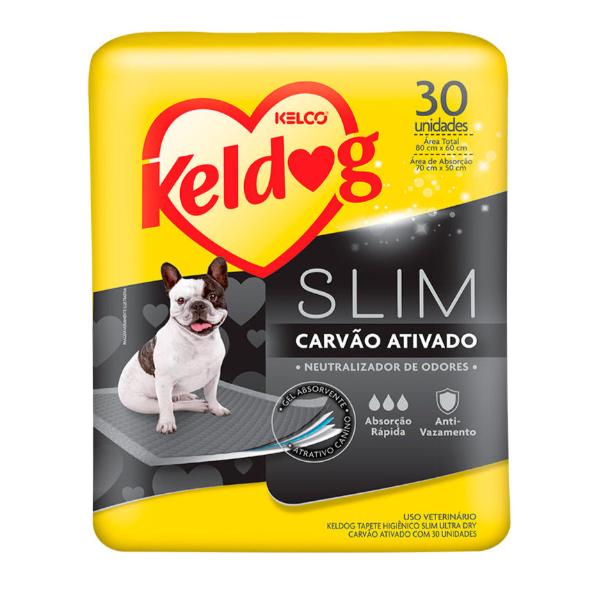 Tapete Higiênico Keldog Slim Carvão Ativado Cães 30 Unidades