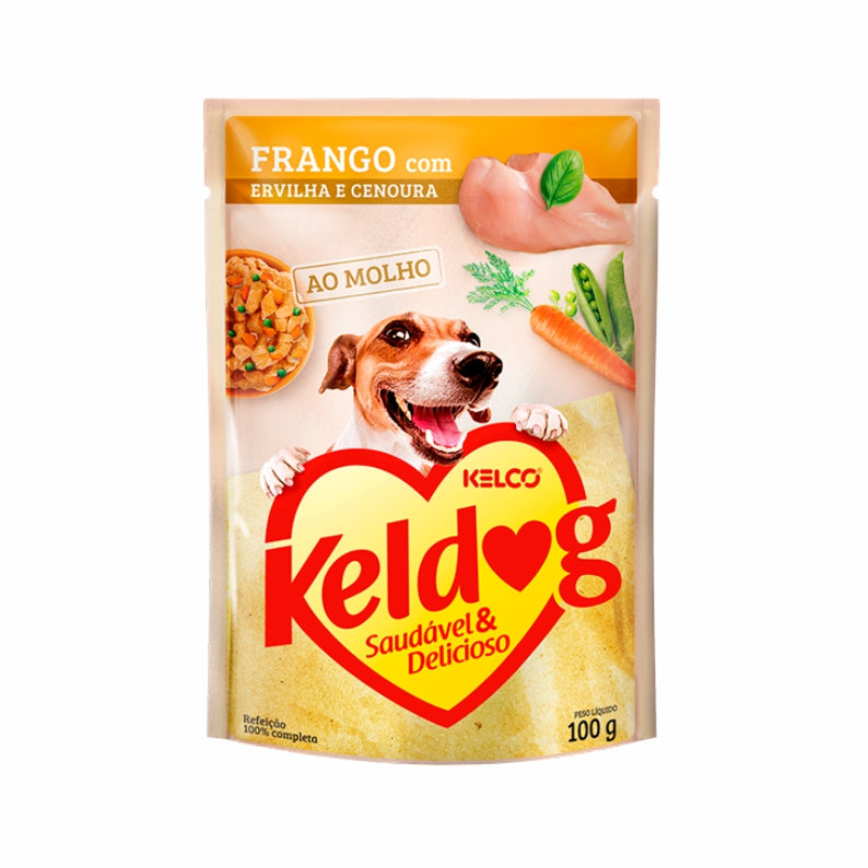 Alimento Úmido Keldog Sachê Frango, Ervilha e Cenoura 100g
