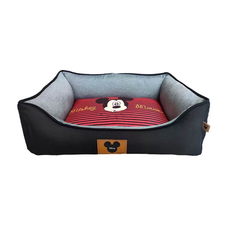 Cama Quadrada Fábrica Pet Disney Mickey Listra Preta M