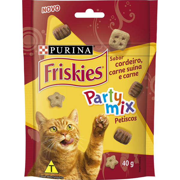 Petisco Friskies Party Mix Cordeiro, Carne Suína e Carne 40g