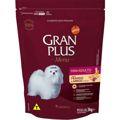 Ração GranPlus Menu Cães Adultos Mini Frango e Arroz 3kg