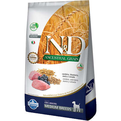 Ração N&D Ancestral Cães Adultos Medium Cordeiro 10,1kg
