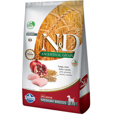 Ração N&D Ancestral Cães Adultos Medium Frango 10,1kg