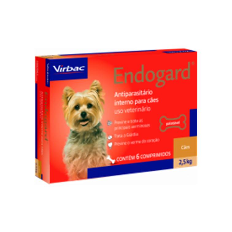 Vermífugo Endogard 2,5kg Virbac 6 comprimidos