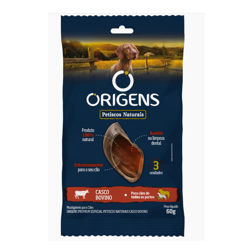 Petisco Natural Origens Casco Bovino para Cachorro 60g 3 unidades