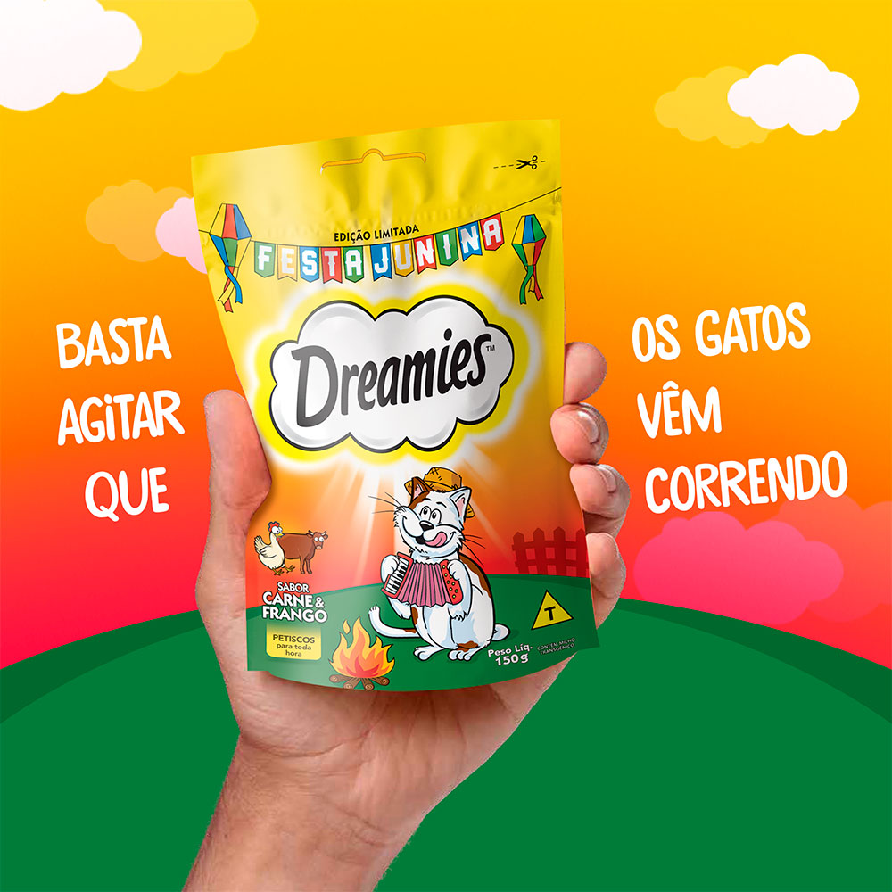 Petisco para Gatos Dreamies Festa Junina Carne e Frango 80g