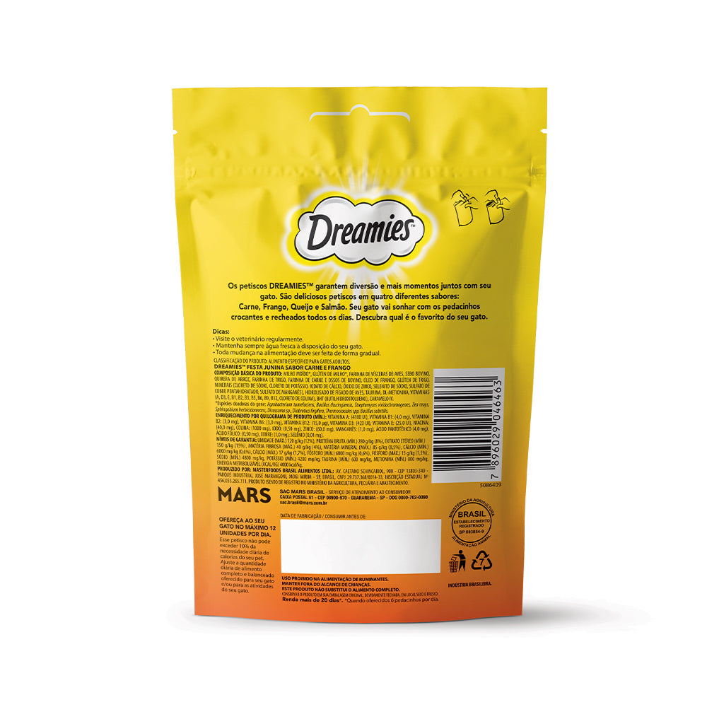 Petisco para Gatos Dreamies Festa Junina Carne e Frango 80g