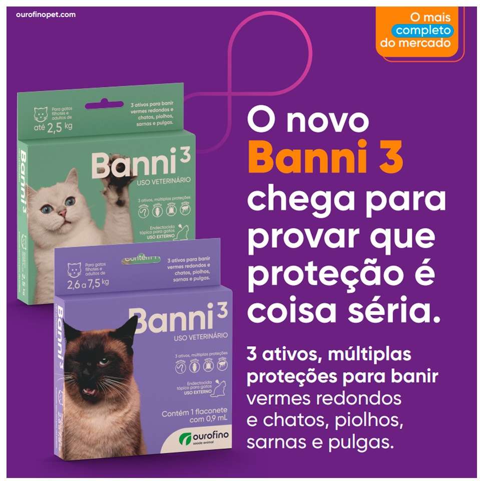 Antipulgas Ourofino Banni 3 para Gatos de 2,6 a 7,5kg 3 bisnagas
