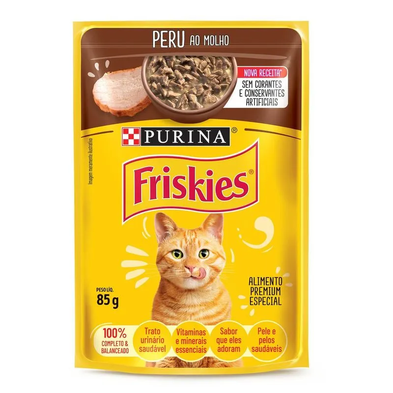 Alimento Úmido para Gato Friskies Sachê Peru ao Molho 85g