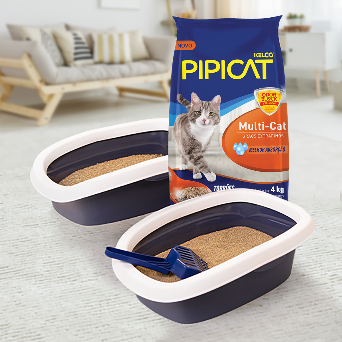 Areia Higiênica Pipicat Multicat 4kg
