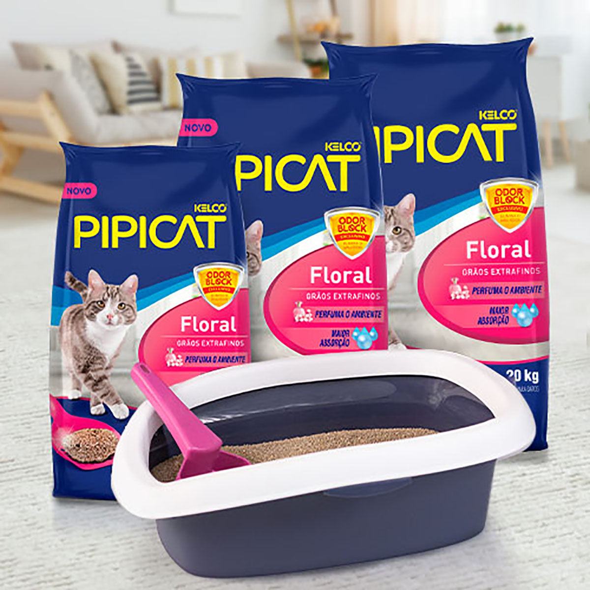 Areia Higiênica Pipicat Perfumado Floral 4kg