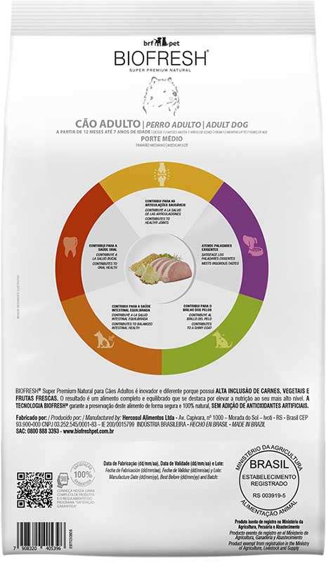 Ração Biofresh Cães Adultos Médio Lombo e Abacaxi 10,1kg