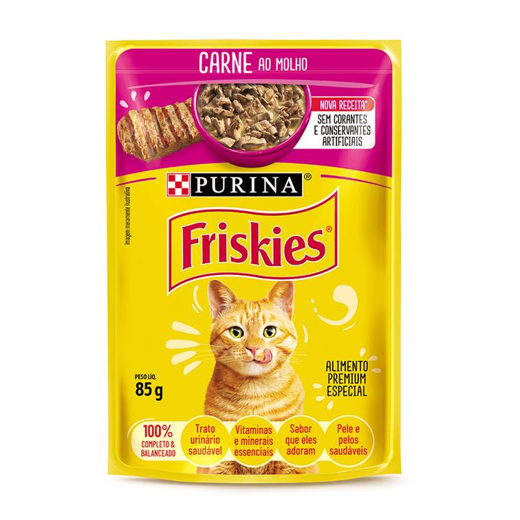 Alimento Úmido para Gato Friskies Sachê Carne ao Molho 85g