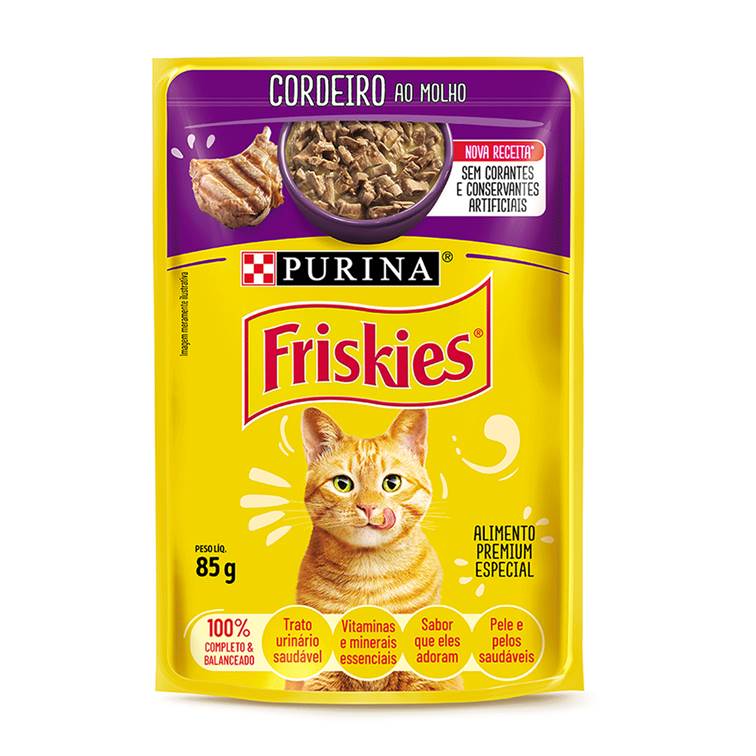 Alimento Úmido para Gato Friskies Sachê Cordeiro ao Molho 85g