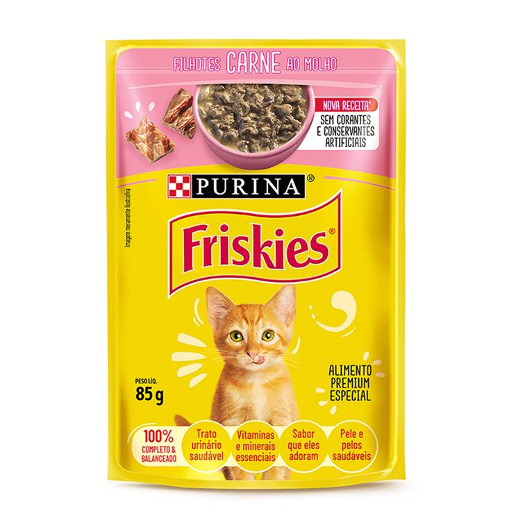 Alimento Úmido para Gato Friskies Sachê Filhote Carne ao Molho 85g