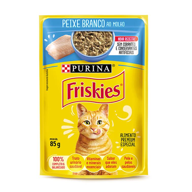 Alimento Úmido para Gato Friskies Sachê Peixe Branco ao Molho 85g