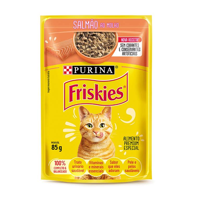 Alimento Úmido para Gato Friskies Sachê Salmão ao Molho 85g