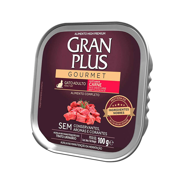 Alimento Úmido GranPlus Gourmet Patê Carne para Gatos Adultos 100g