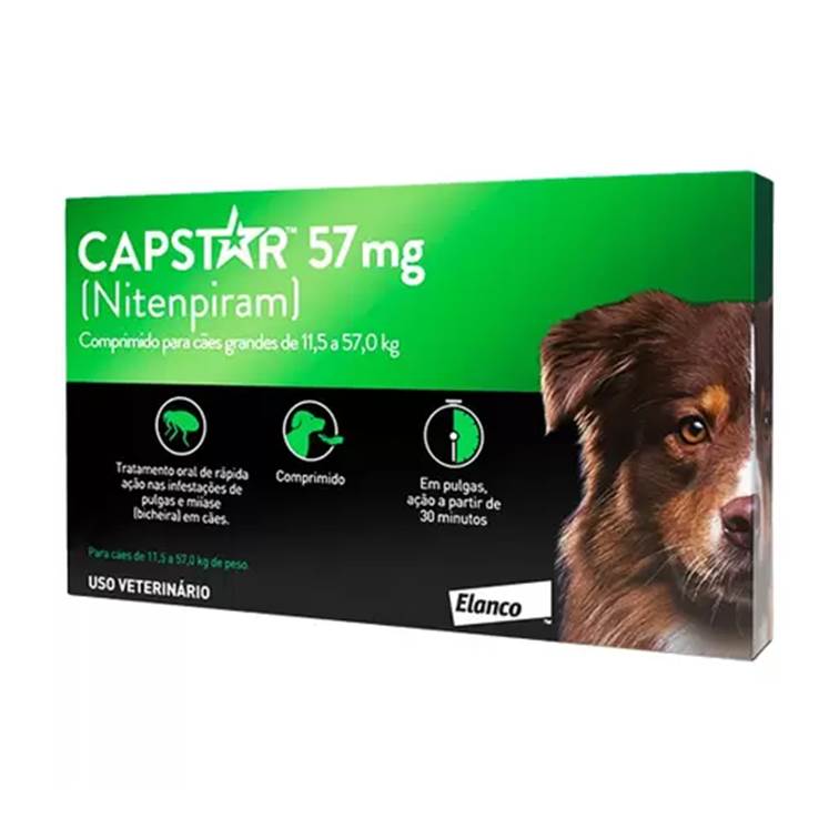 Antipulgas Capstar 57mg Cães 11 a 57kg 1 comprimido