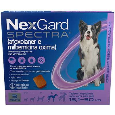 Antipulgas e Carrapatos NexGard Spectra para Cães de 15,1 a 30kg 3 unidades