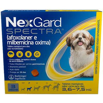 Antipulgas e Carrapatos NexGard Spectra para Cães de 3,6 a 7,5kg 3 unidades