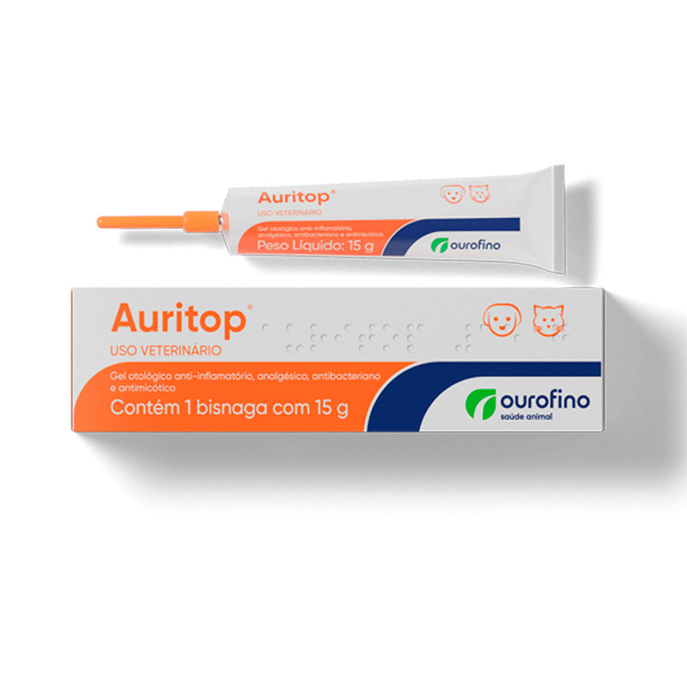 Auritop Gel Otológico Ourofino para Cachorros e Gatos 15g