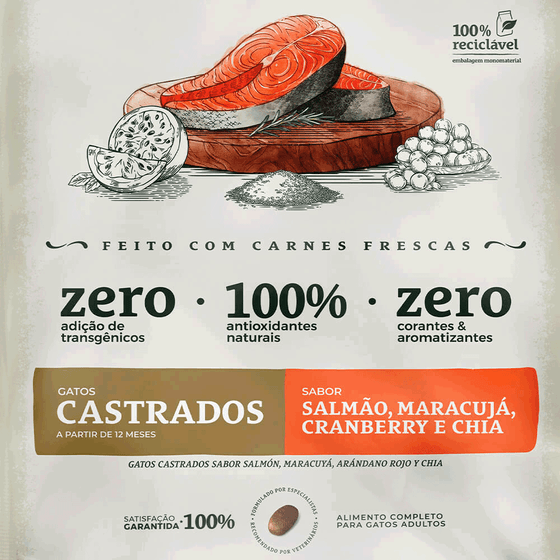 Ração Bionatural Prime Gatos Castrados Salmão 20kg