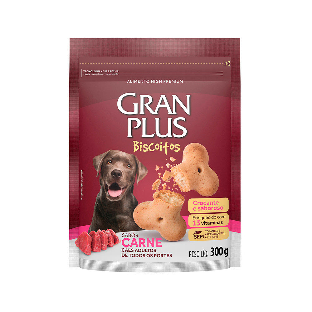 Biscoito GranPlus Cães Adultos Carne 300g