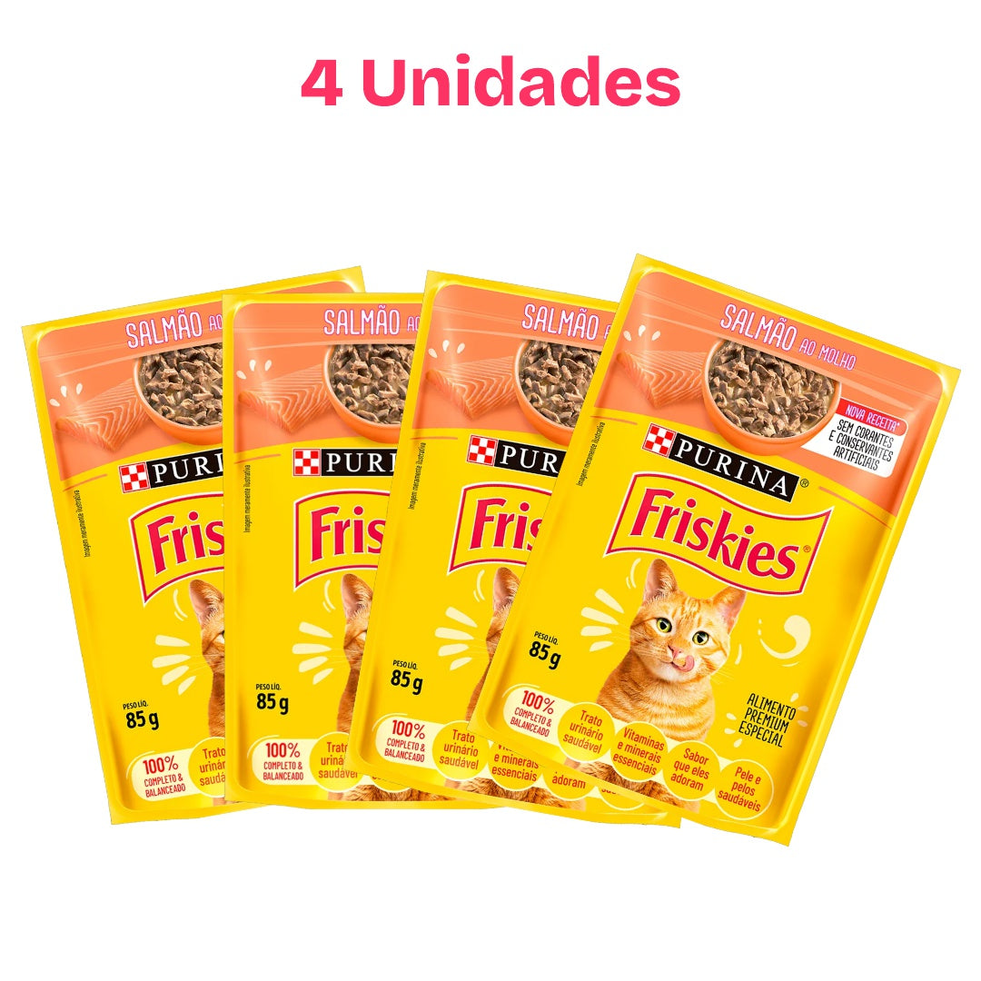 Combo 4 Sachês para Gatos Friskies Salmão ao Molho 85g