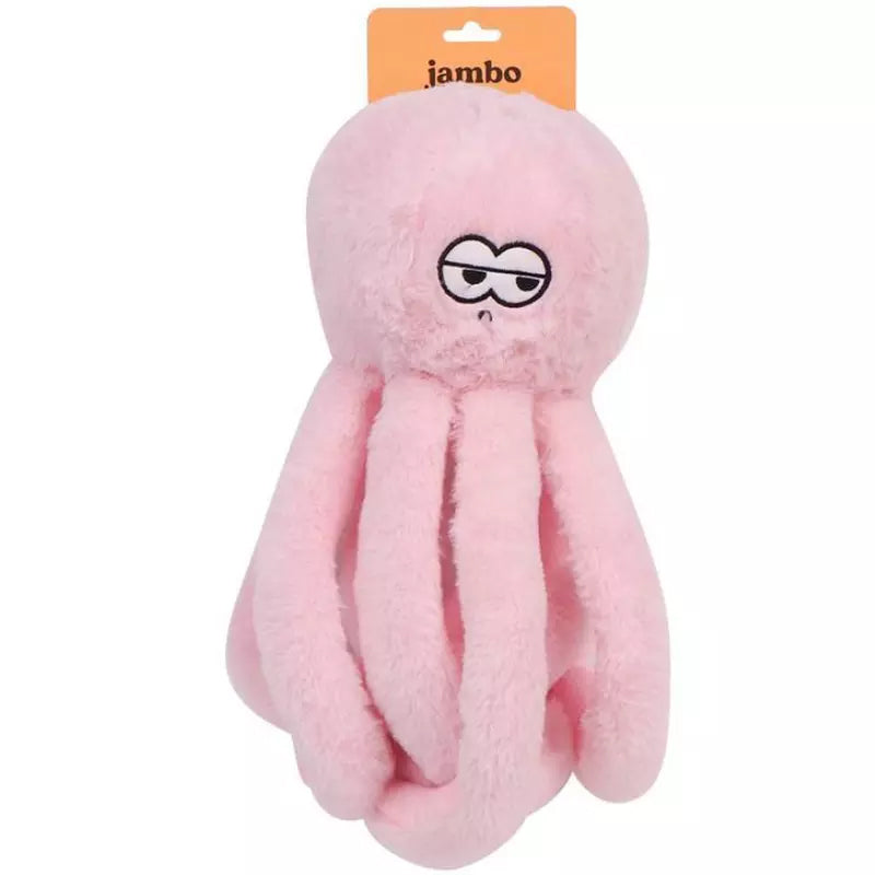 Brinquedo para Cachorro Mordedor Pelúcia Frizzy Octupus Jambo Rosa Grande