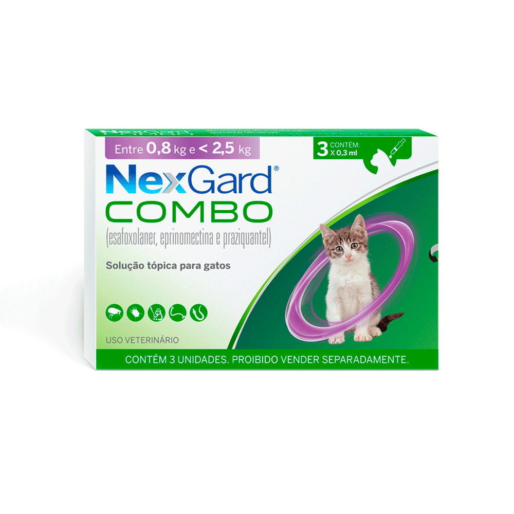 Nexgard Combo Antipulgas para Gatos de 0,8 a 2,5kg 3 tubos