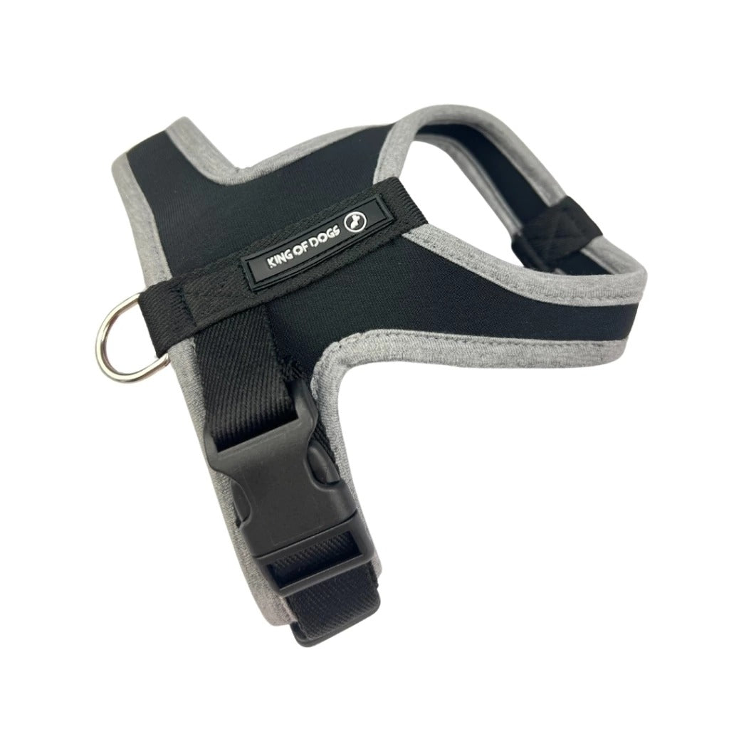 Peitoral King Of Dogs Neoprene Slim Dog Silver Preto PP