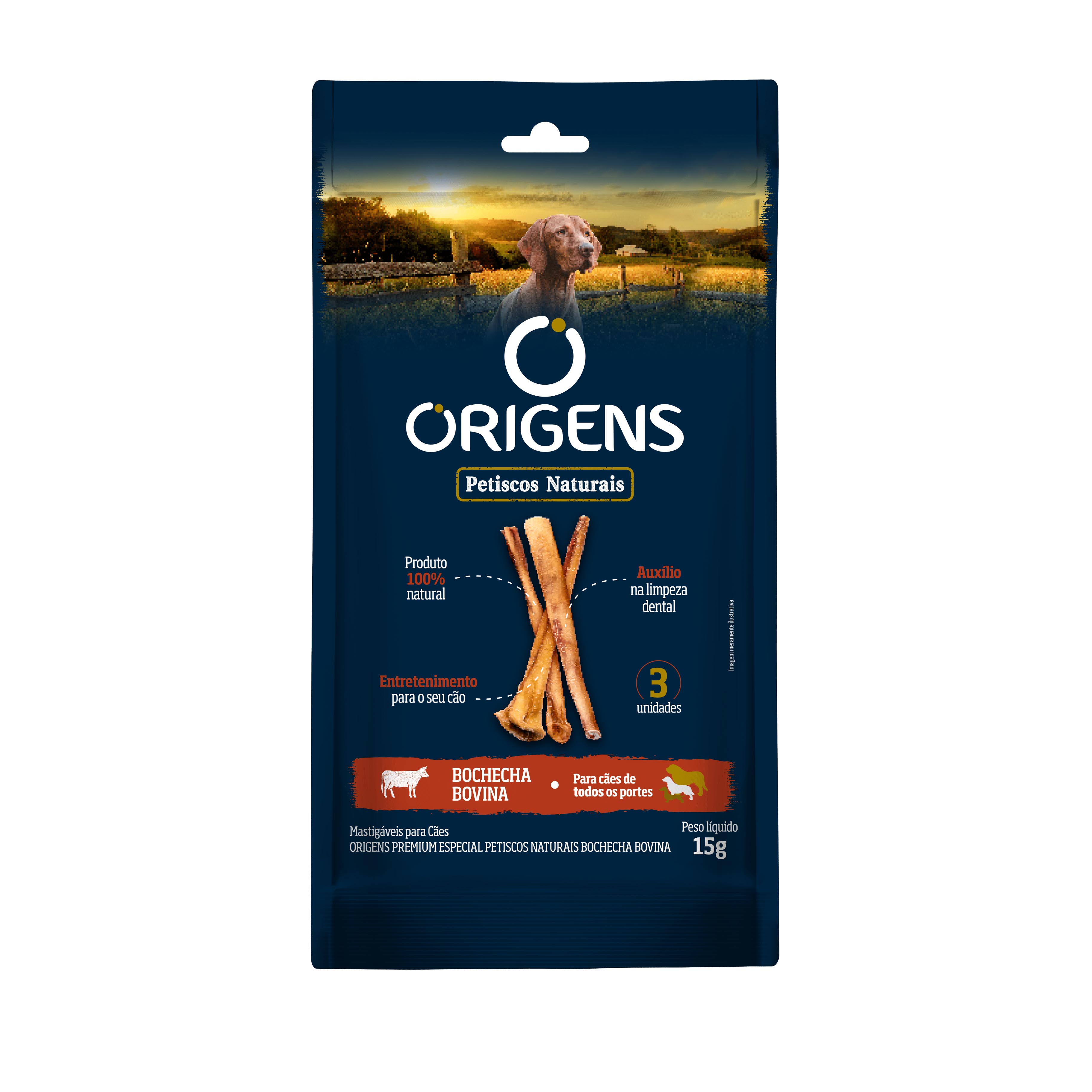 Petisco Natural Origens para Cachorro Bochecha Bovina 15g