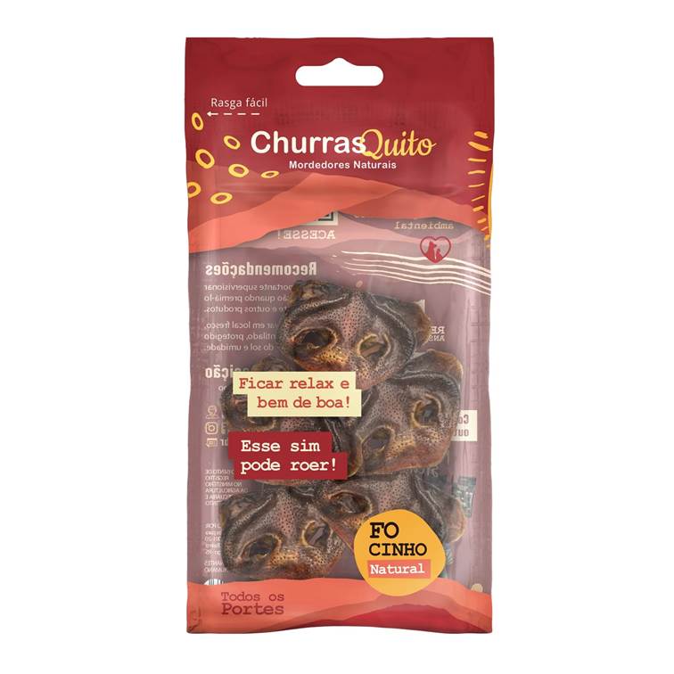 Petisco Natural para Cachorro ChurrasQuito Focinho de Porco 5 unidades